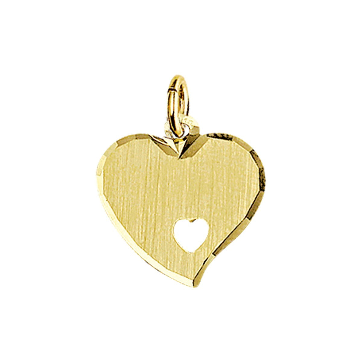 Fantasy Collection Graveerhanger hart mat gediamanteerd 14 mm 14K geelgoud