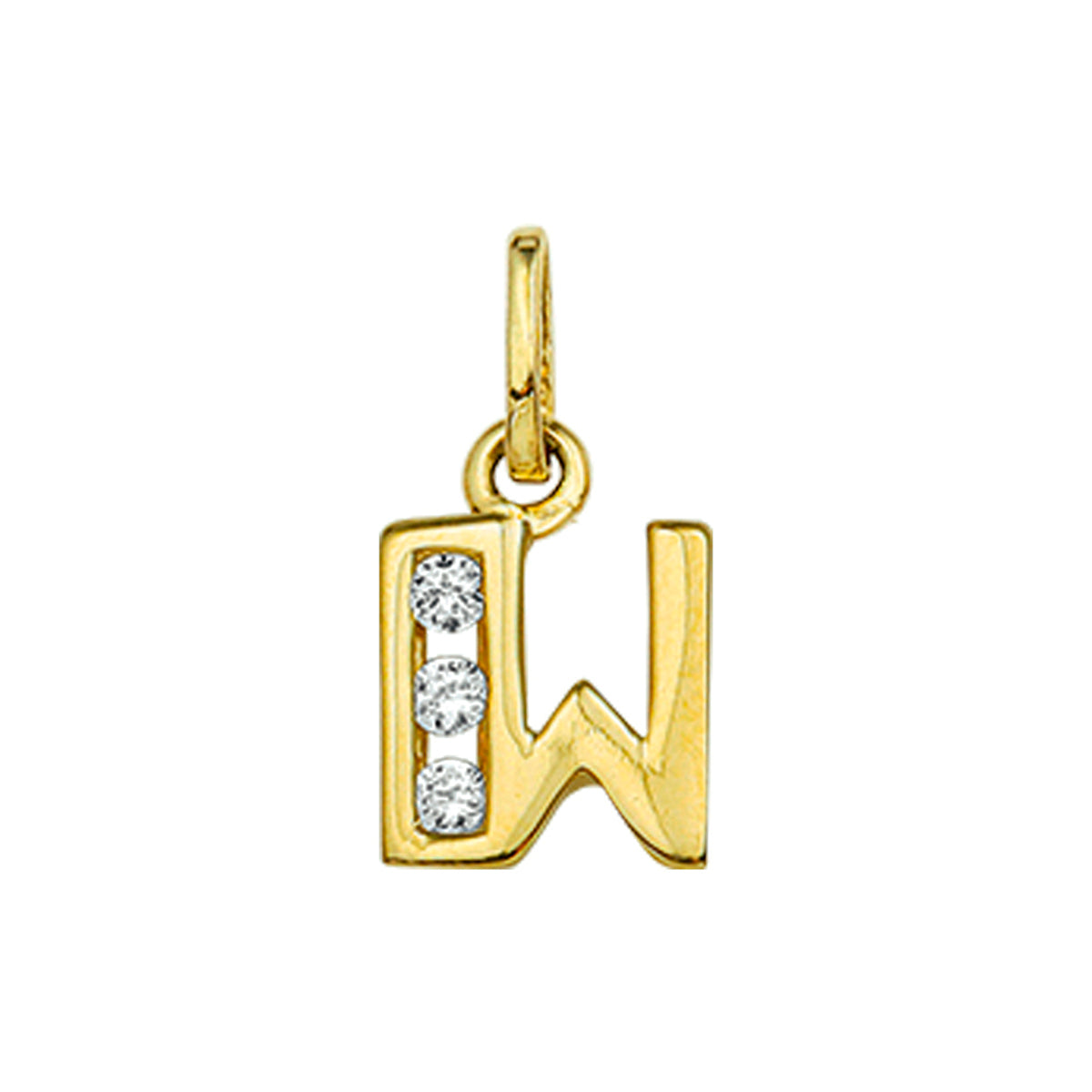 Fantasy Collection Hanger letter W zirkonia 9 mm 14K geelgoud - PSN4006257