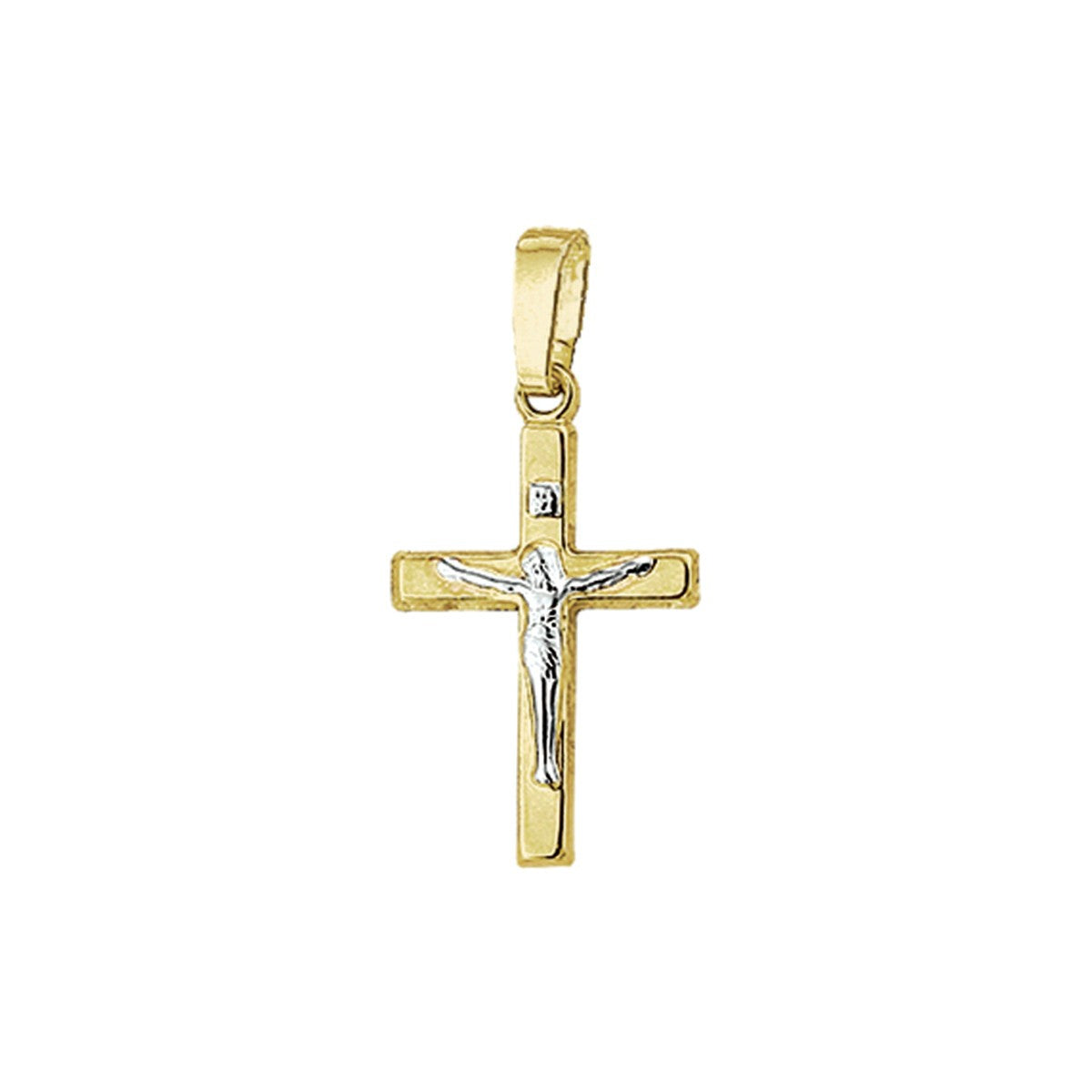 Fantasy Collection Hanger kruis corpus bicolor gestift 16,5 mm 14K geelgoud
