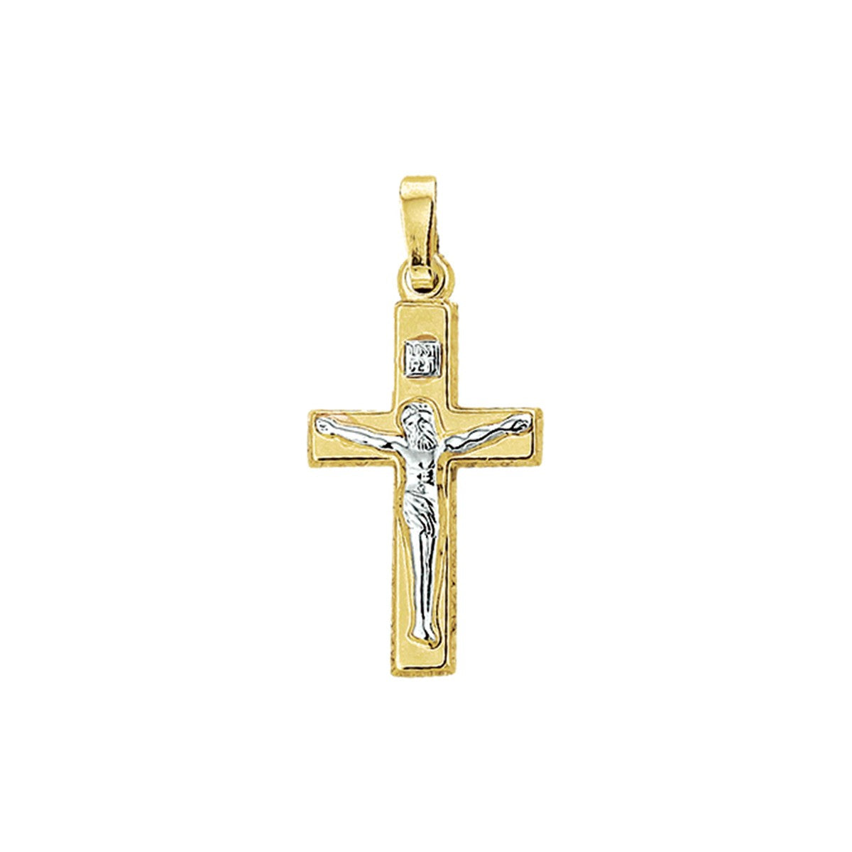 Fantasy Collection Hanger kruis en corpus bicolor gestift 20,5 mm 14K geelgoud