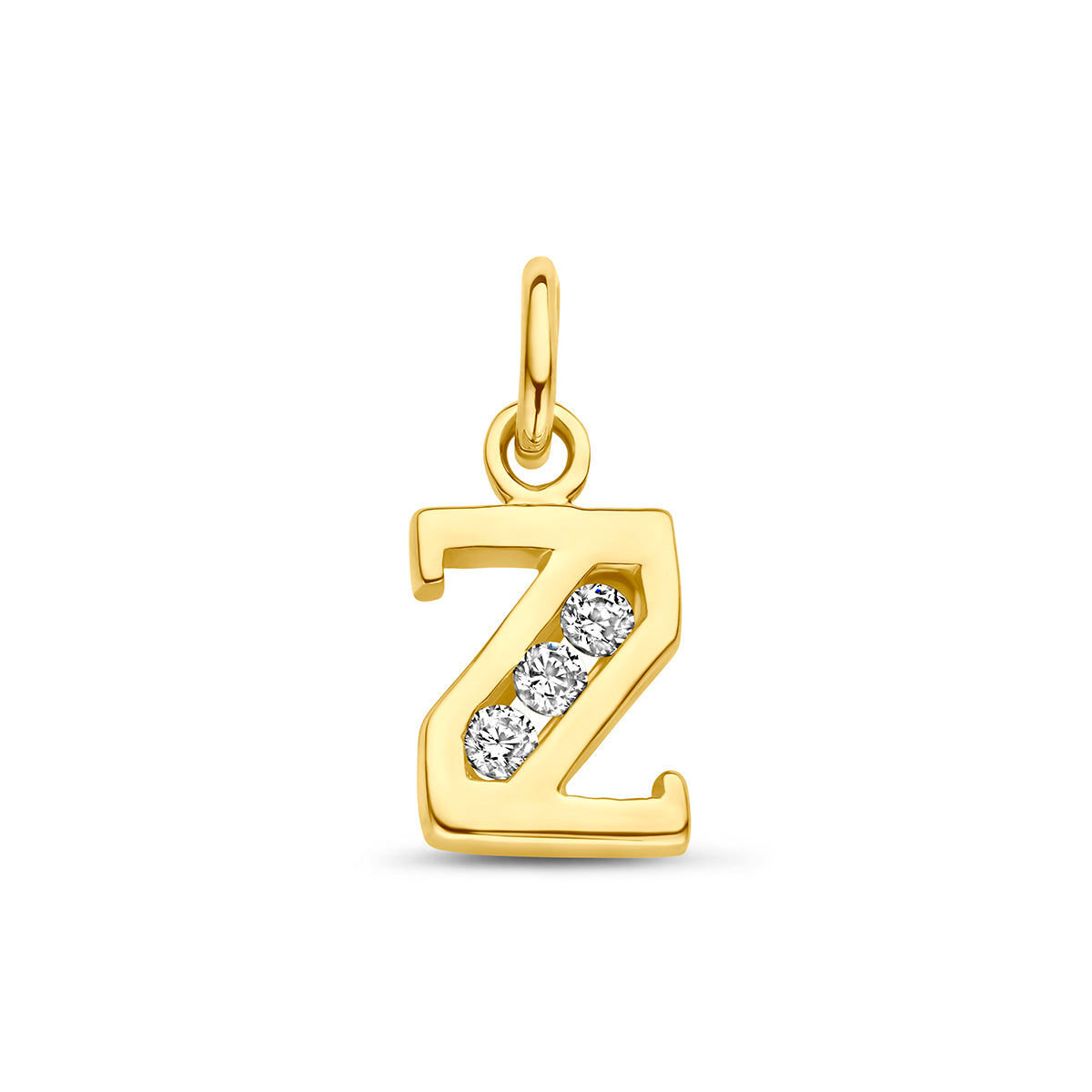 Hanger letter Z zirkonia 10 mm 14K geelgoud #Letter_Z