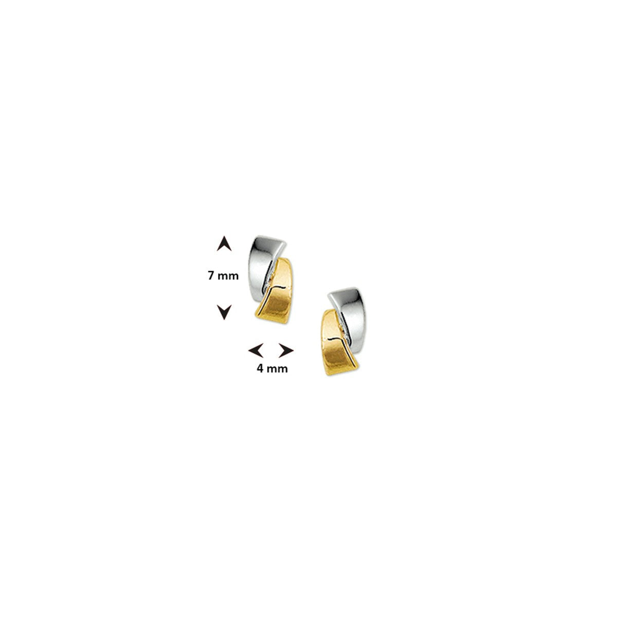 Fantasy Collection Oorbellen bicolor gestift 7 mm 14K geelgoud - PSN4007490
