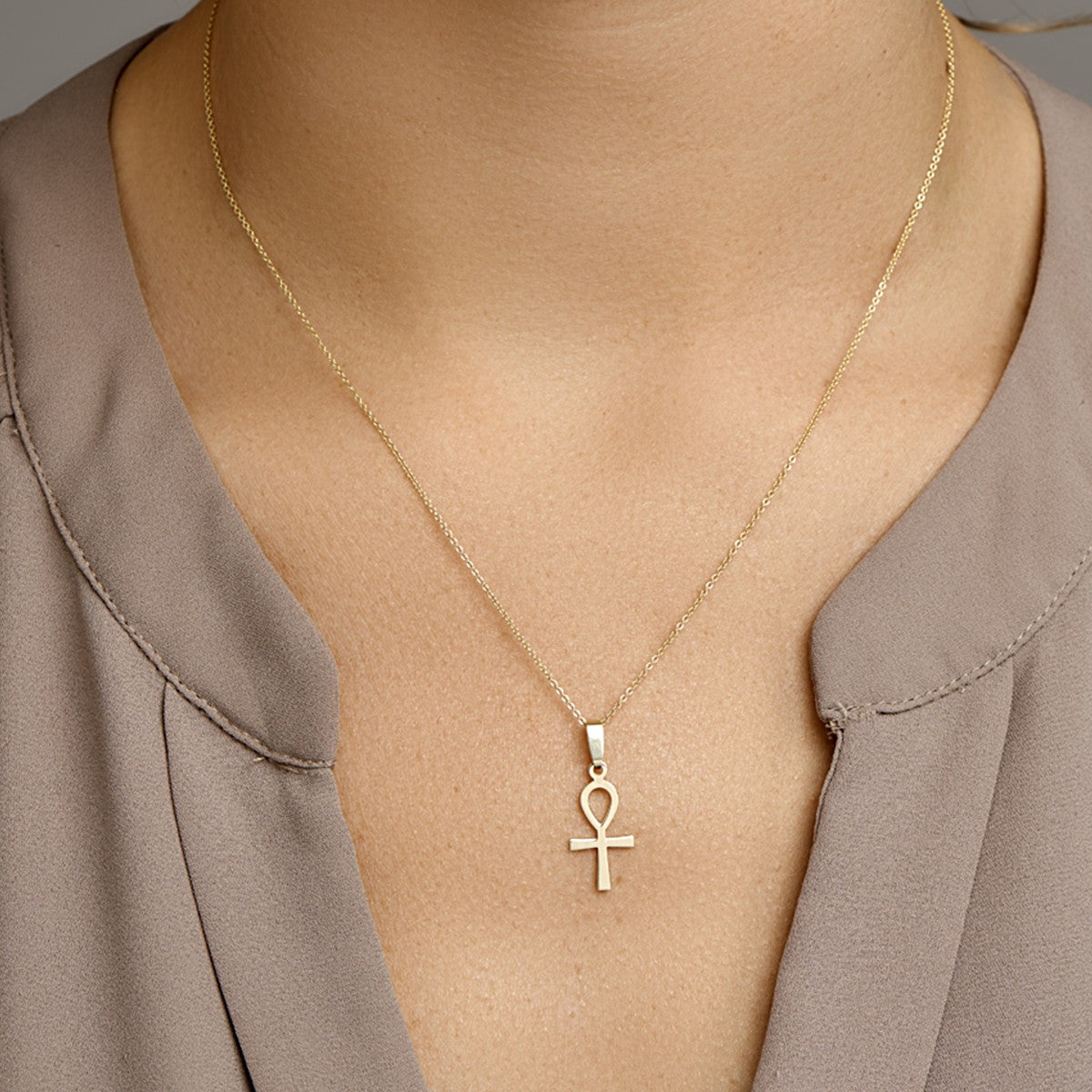 Fantasy Collection Hanger ankh kruis 20 mm 14K geelgoud
