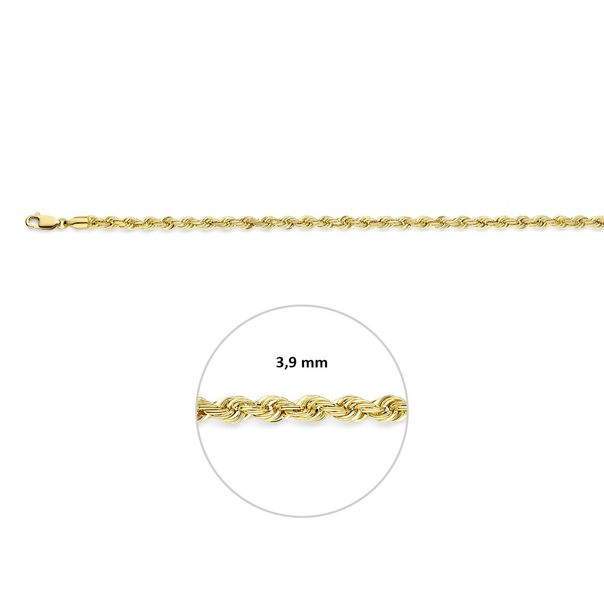 Collier koord 3,9 mm 14K geelgoud