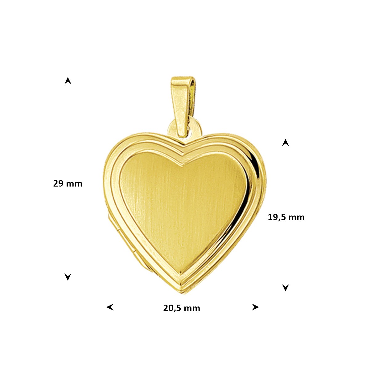 Medaillon hart poli/mat 14K geelgoud
