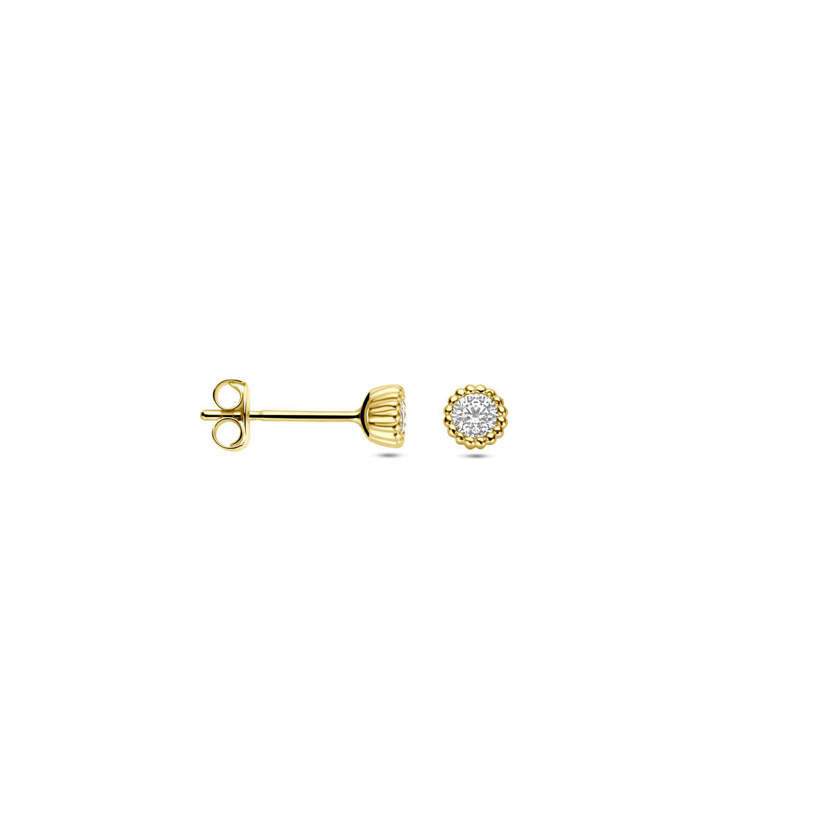 14K geelgouden oorknoppen zirkonia 4 mm - 4034649