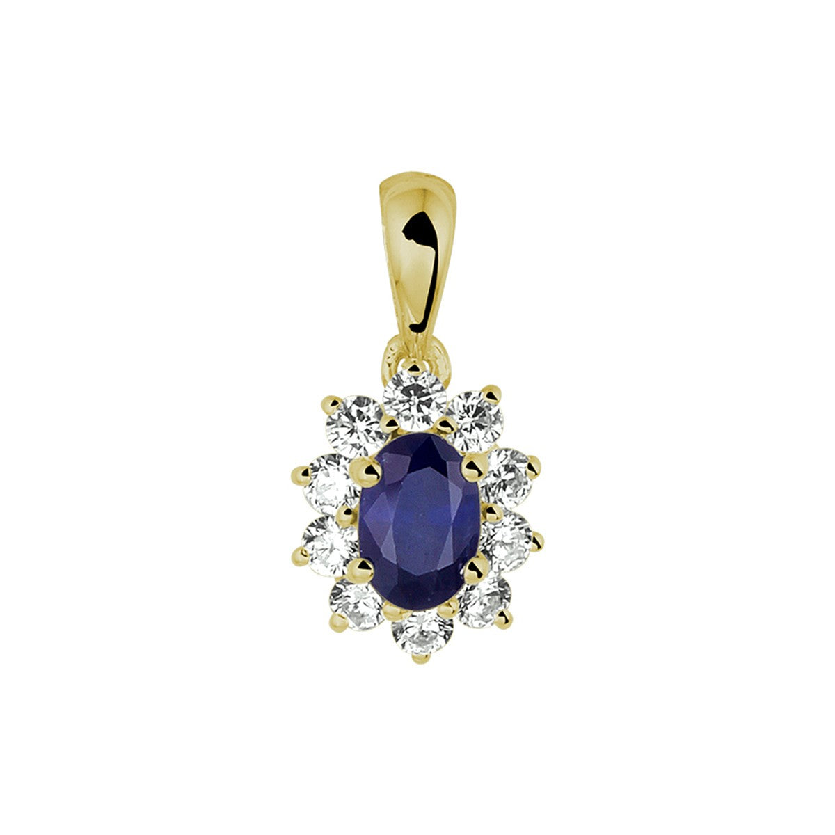 Fantasy Collection Hanger saffier en zirkonia halo 14K geelgoud
