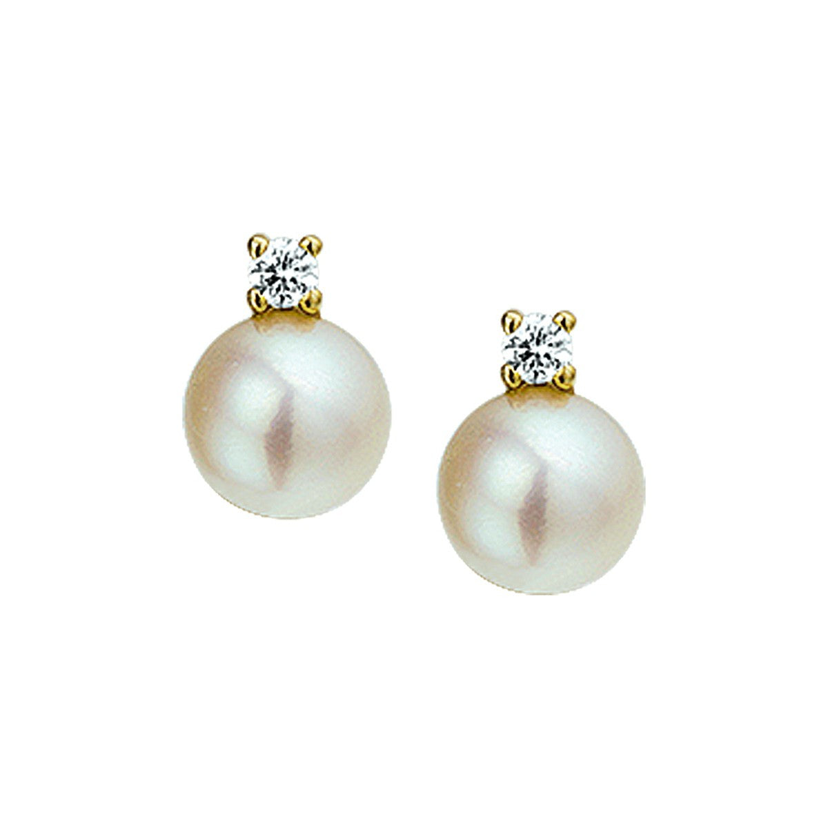 Fantasy Collection Oorbellen parel en diamant 0.10ct (2x0.05ct) h si 14K geelgoud