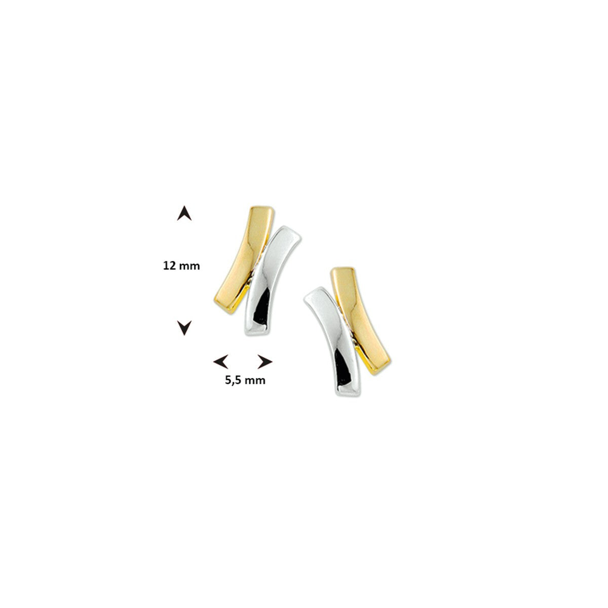 Fantasy Collection Oorbellen bicolor gestift 12 mm 14K geelgoud - PSN4011633