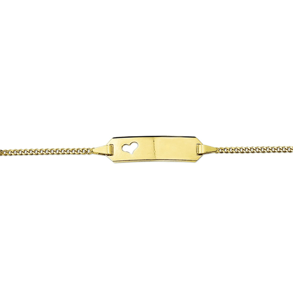 Fantasy Collection Graveerarmband hart gourmette 4 zijdes geslepen plaat 5,0 mm 14K geelgoud