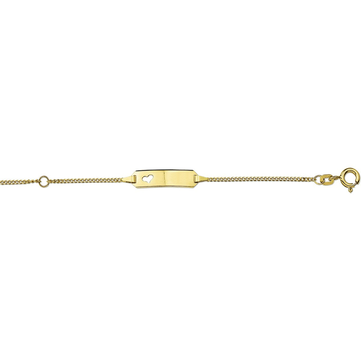 Fantasy Collection Graveerarmband hart gourmette 4 zijdes geslepen plaat 5,0 mm 14K geelgoud