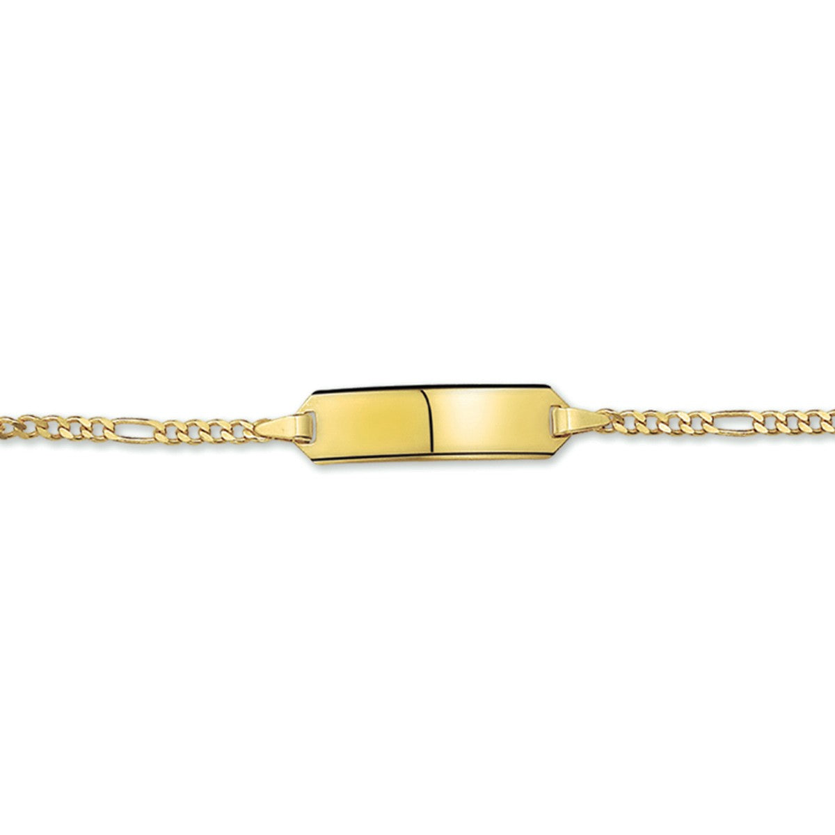 Fantasy Collection Graveerarmband figaro plaat 5,0 mm 14K geelgoud