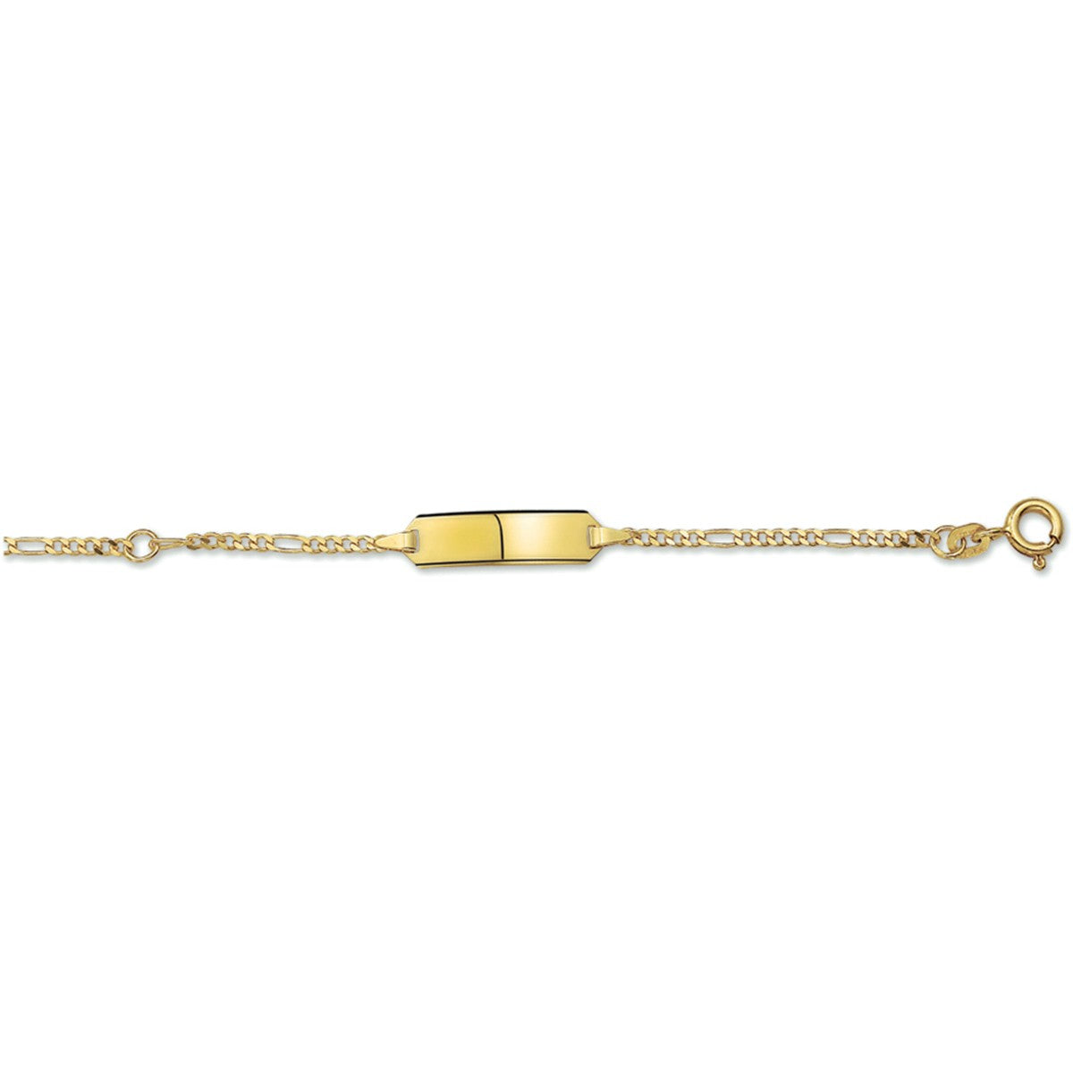 Fantasy Collection Graveerarmband figaro plaat 5,0 mm 14K geelgoud