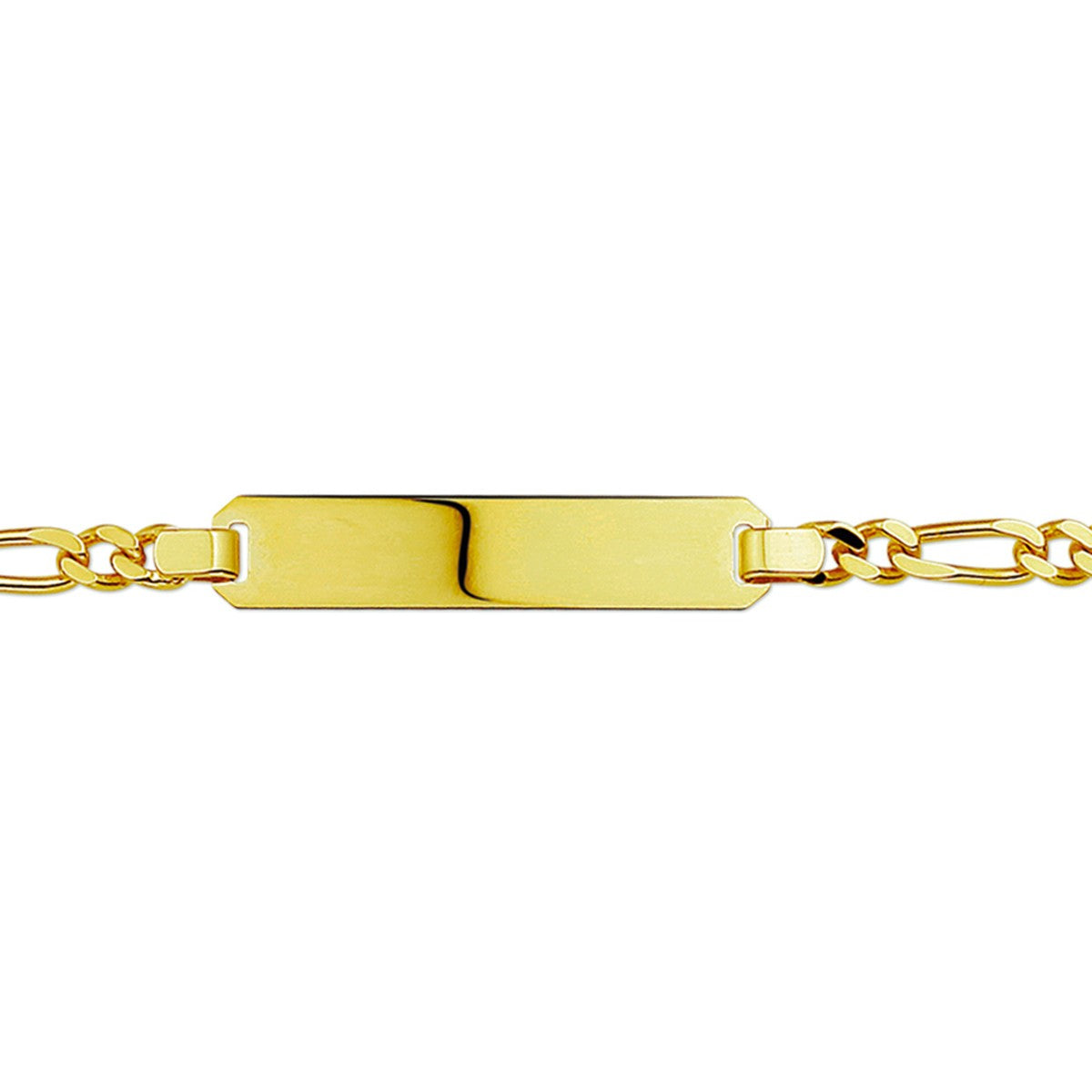 Fantasy Collection Graveerarmband figaro plaat 6,0 mm 14K geelgoud