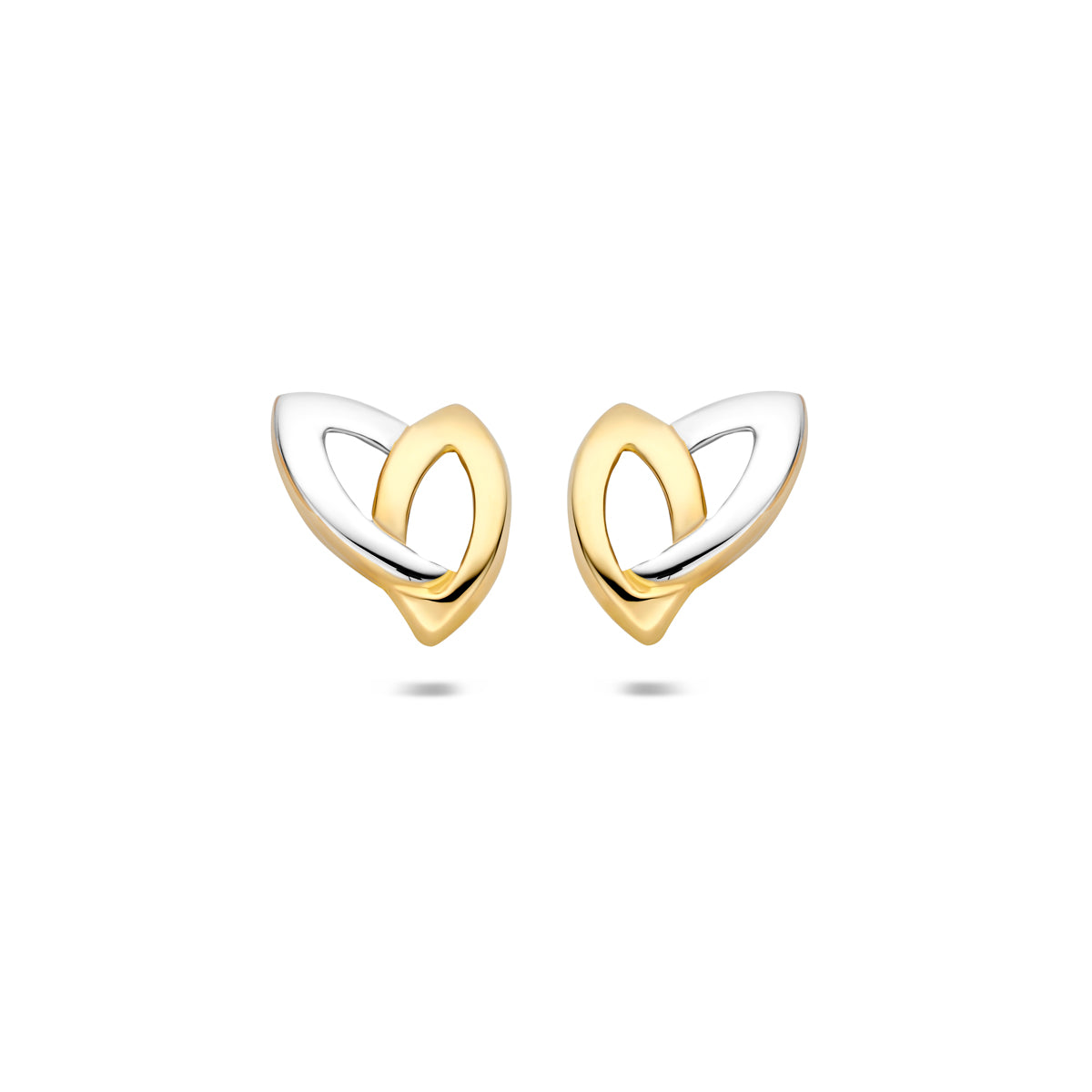 Oorbellen bicolor gestift 10,1 mm 14K geelgoud
