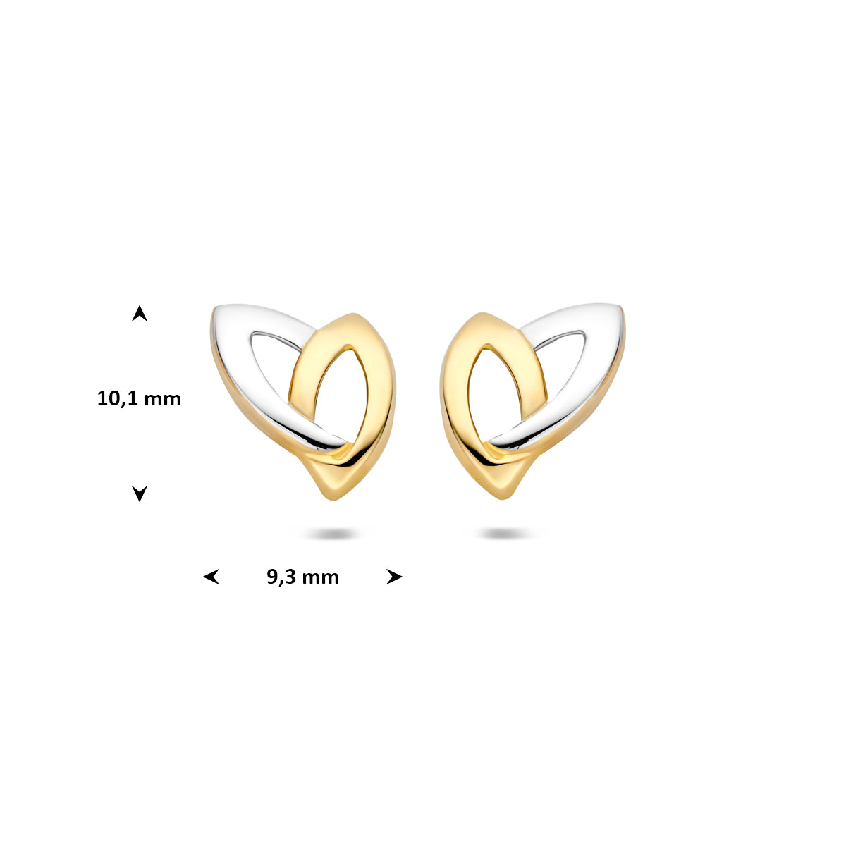 Oorbellen bicolor gestift 10,1 mm 14K geelgoud