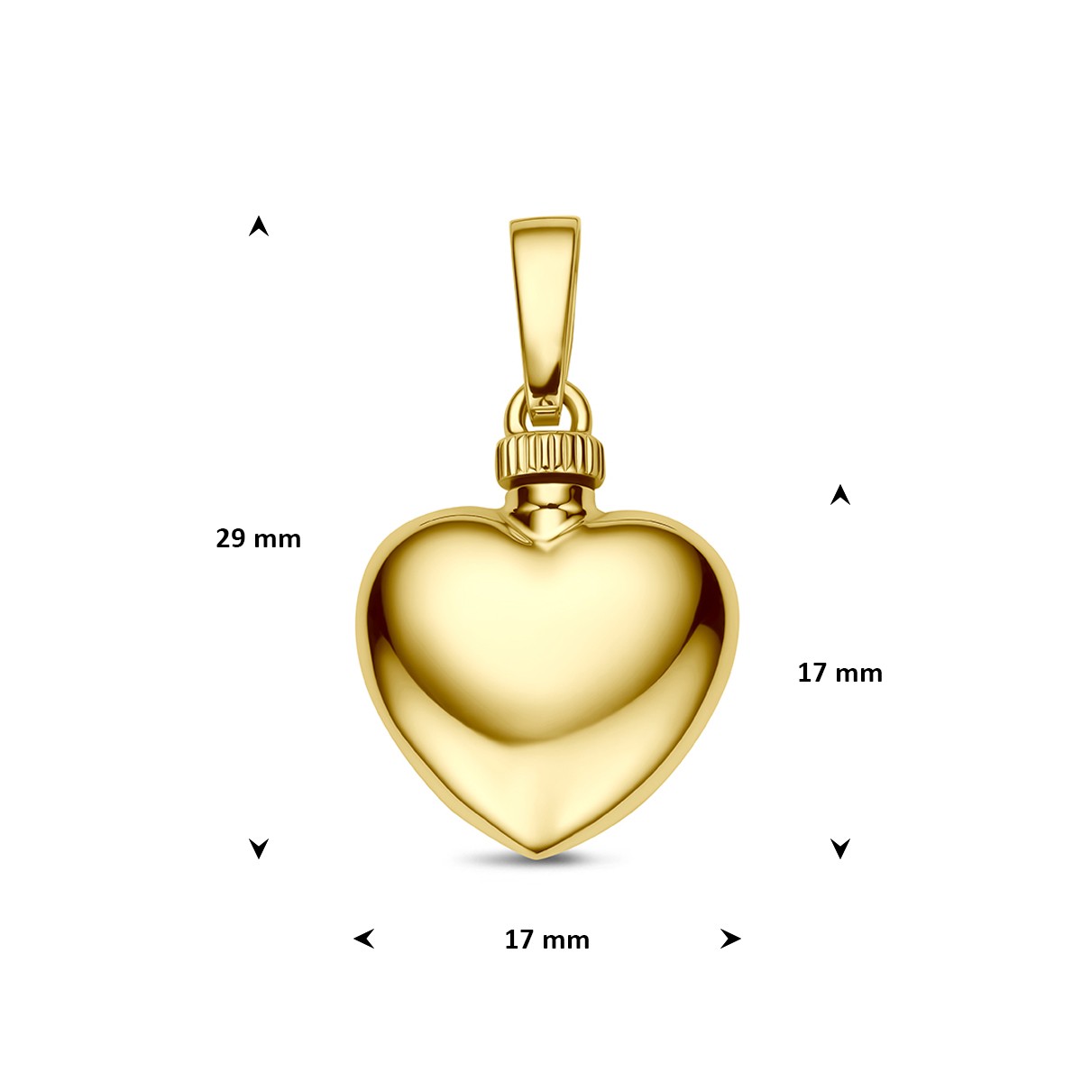 Urnhanger hart 17 mm 14K geelgoud