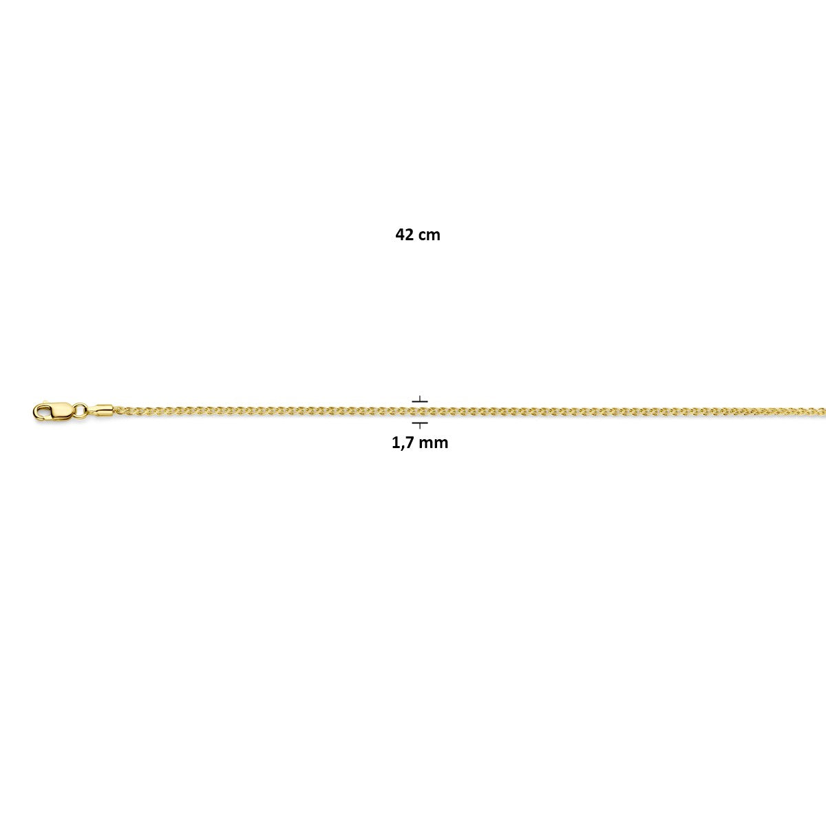 Fantasy Collection Vossestaart rond 1,7 mm 14K geelgoud halsketting