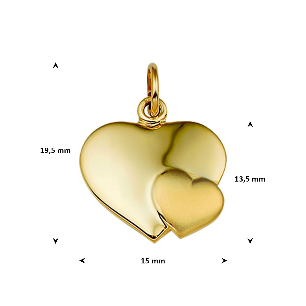 Hanger hart poli/mat 14K geelgoud 13,5 x 15 mm – 4013757