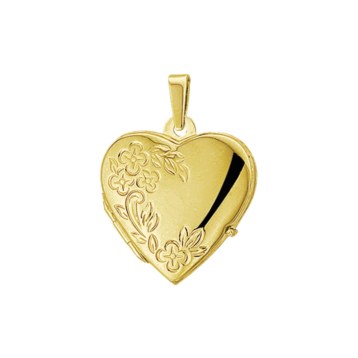 Fantasy Collection Medaillon hart gravure poli/mat 17 mm 14K geelgoud hanger