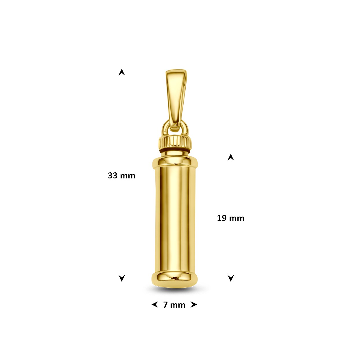 Urnhanger poli 19 mm 14K geelgoud