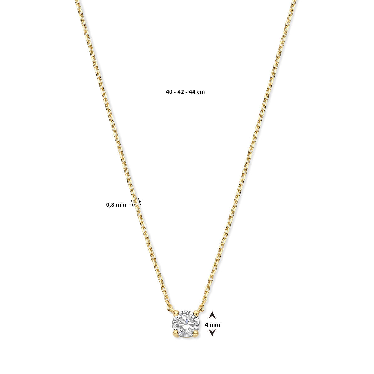Fantasy Collection Collier zirkonia 40 - 42 - 44 cm 14K geelgoud