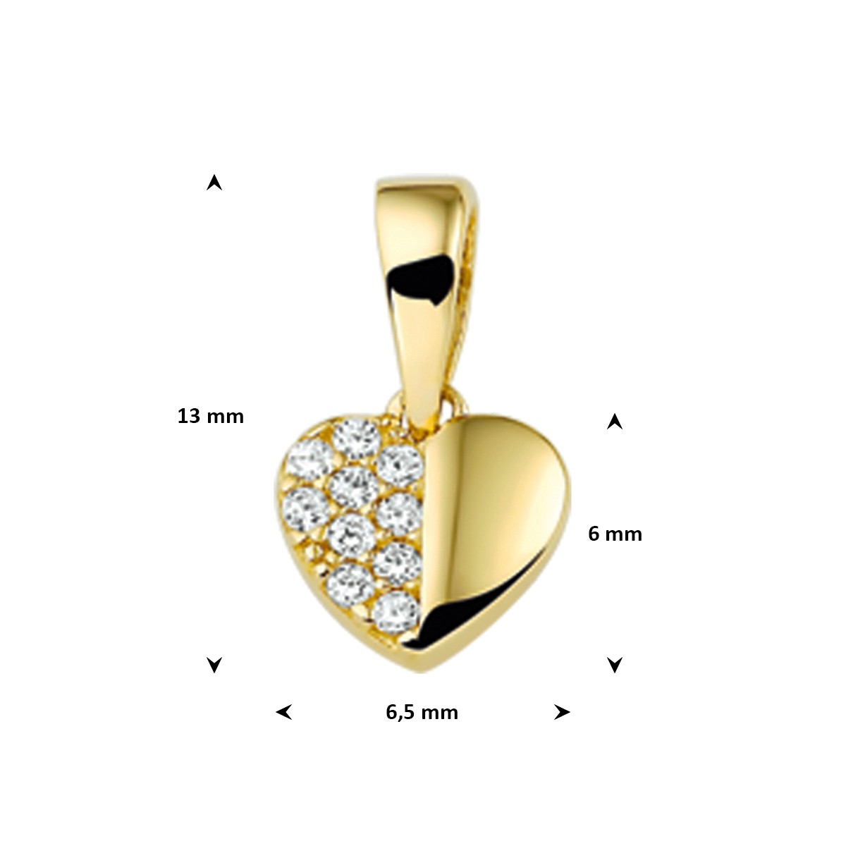 Hanger hart zirkonia 14K geelgoud 6 x 6,5 mm – 4016720