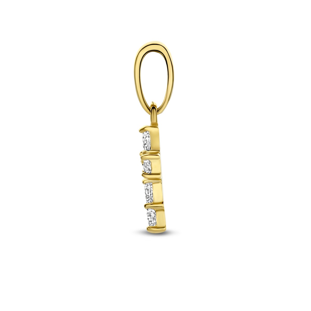 Hanger kruis zirkonia 8,5 mm 14K geelgoud