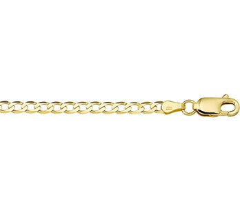 Fantasy Collection Armband gourmette wijd 6 zijdes geslepen 3,3 mm massief 14K geelgoud