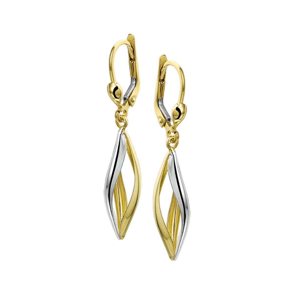 Fantasy Collection Hangende oorbellen brisure haak bicolor gestift 14K geelgoud - PSN4017096