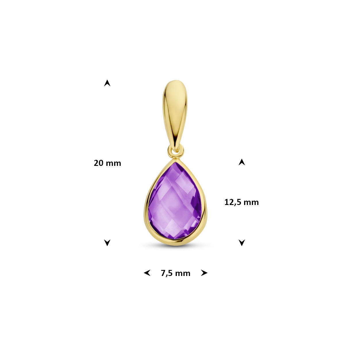 Hanger amethist 12,5 mm 14K geelgoud