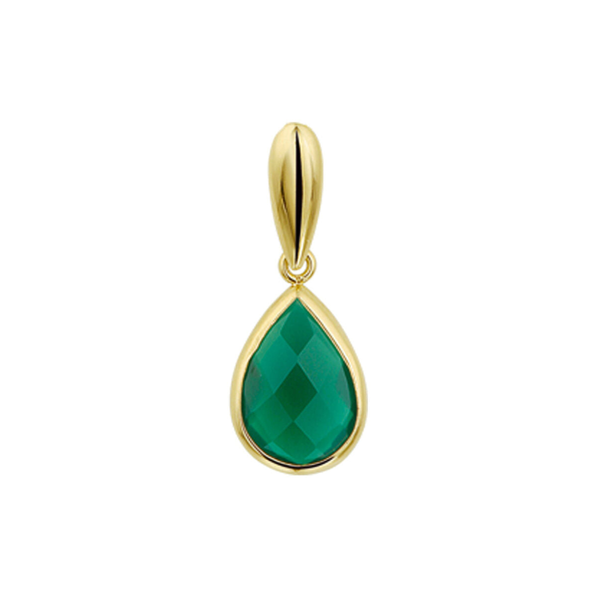 Fantasy Collection Hanger groen agaat 12,5 mm 14K geelgoud