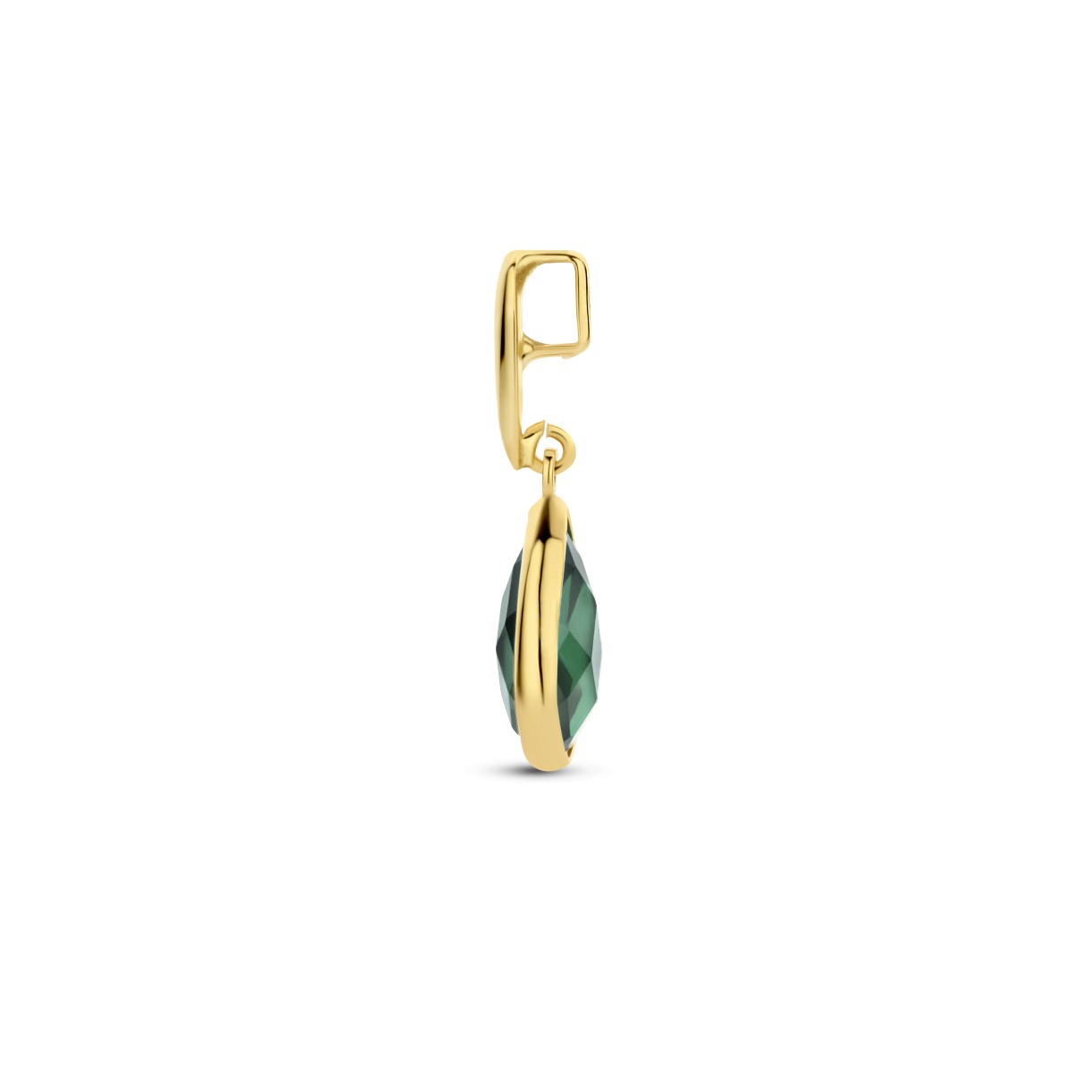 Hanger groen agaat 12,5 mm 14K geelgoud
