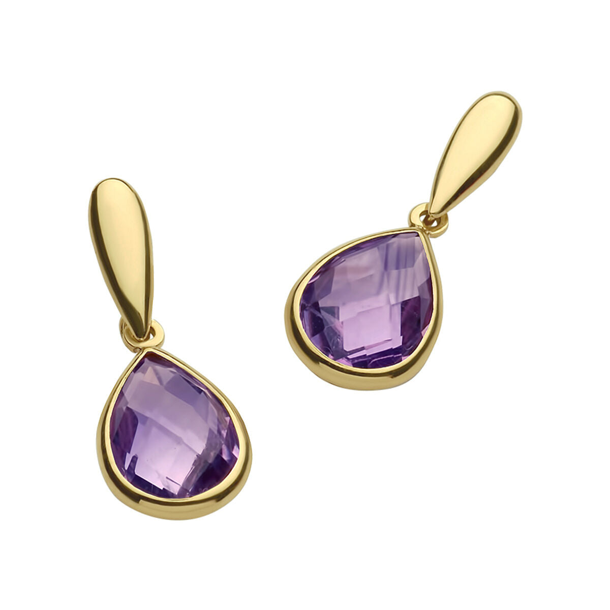 Fantasy Collection Hangende oorbellen amethist 20 mm 14K geelgoud