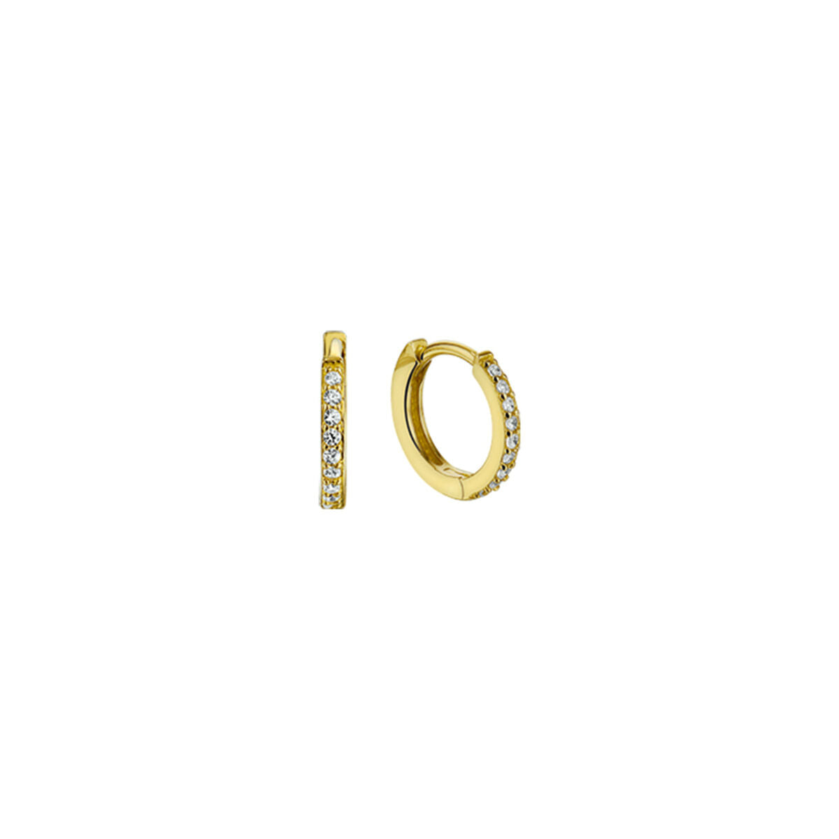 Fantasy Collection Oorbellen zirkonia 1,5 mm vlak 14K geelgoud