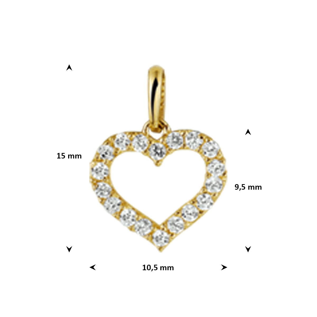 Hanger hart zirkonia 14K geelgoud 9,5 x 10,5 mm – 4017293