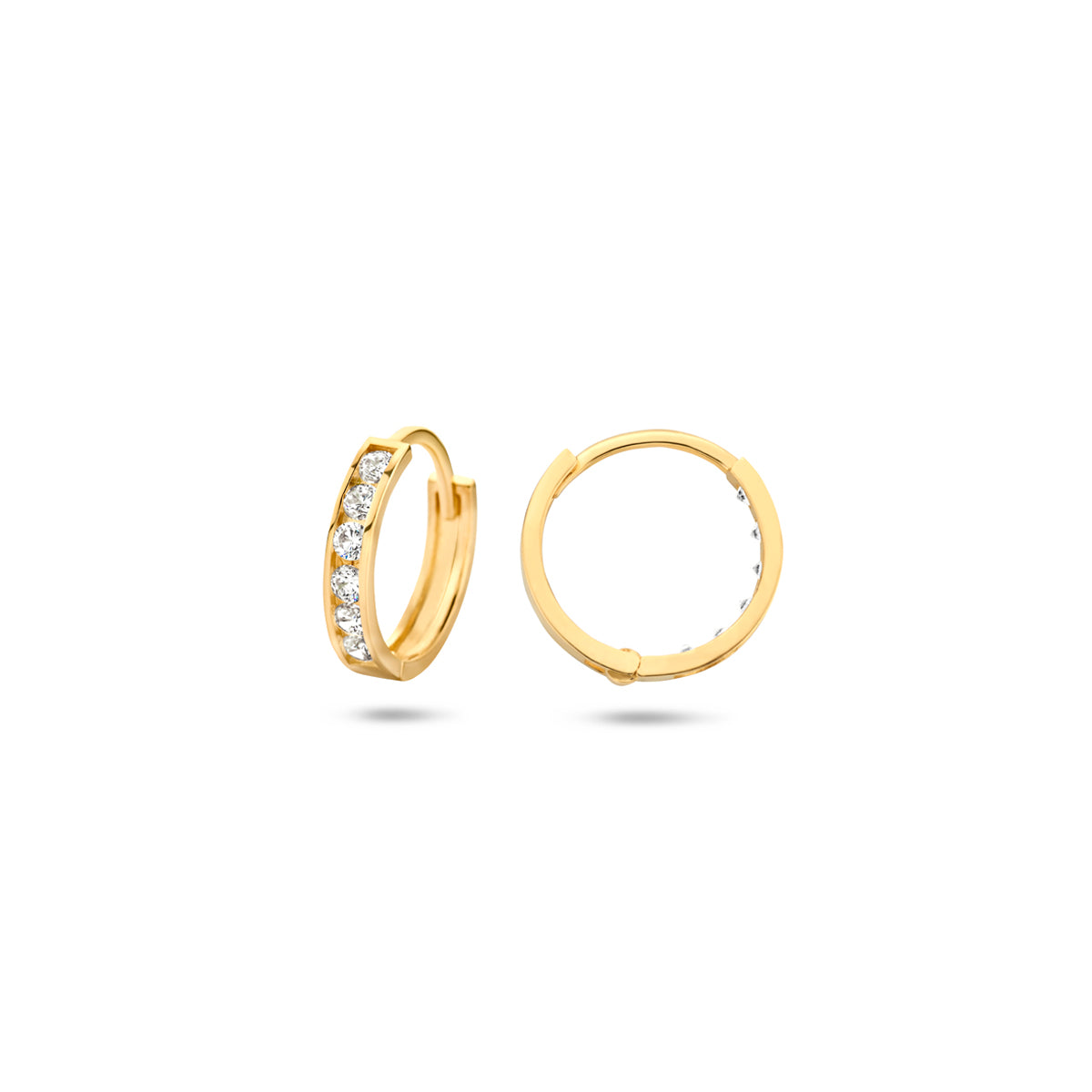 Oorbellen zirkonia 11 mm 14K geelgoud