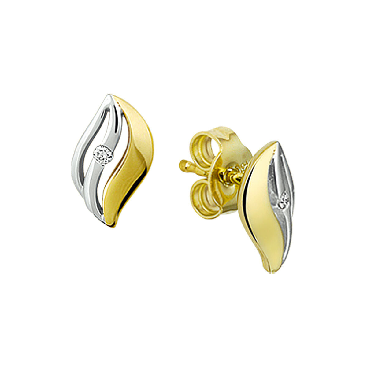 Fantasy Collection Oorbellen diamant 0.02ct (2x0.01ct) h si bicolor gestift 14K geelgoud - PSN4017427