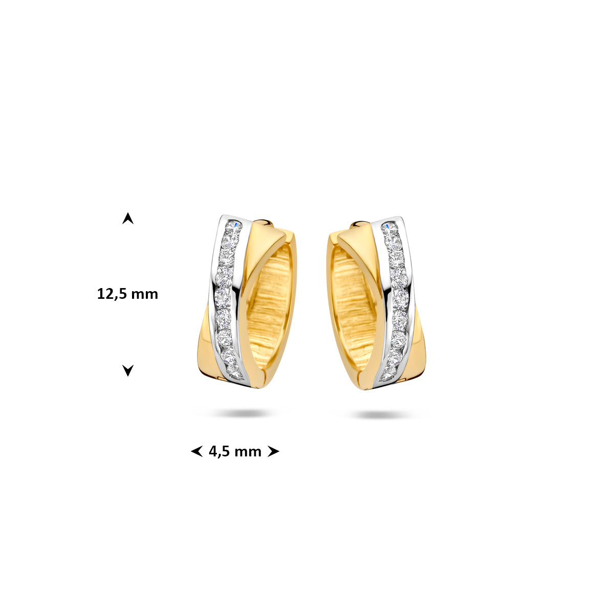 Fantasy Collection Klapoorringen zirkonia bicolor 14K geelgoud 12,5 mm - afbeelding 4
