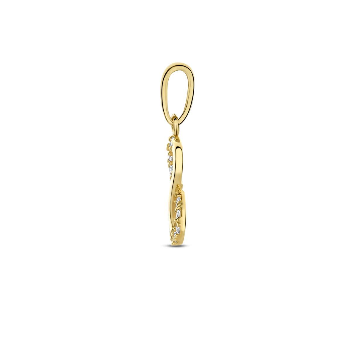 Hanger infinity zirkonia 10 mm 14K geelgoud