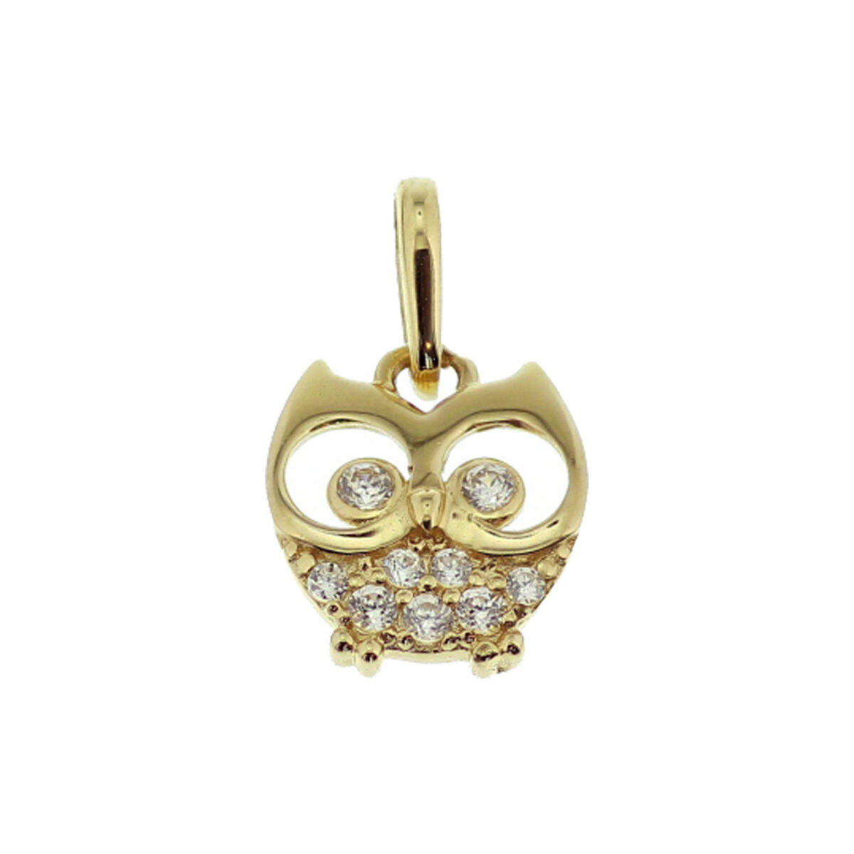 Fantasy Collection Hanger uil zirkonia 9 mm 14K geelgoud