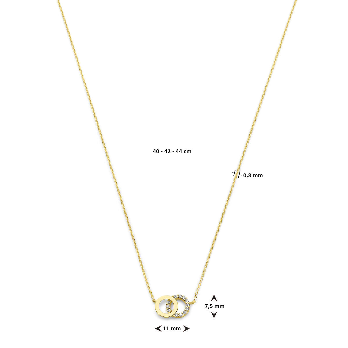 Fantasy Collection Collier zirkonia 40 - 42 - 44 cm 14K geelgoud
