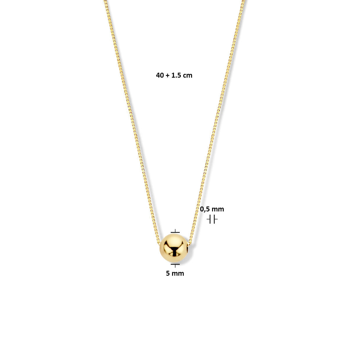 Fantasy Collection Collier bol 40 + 1,5 cm 14K geelgoud