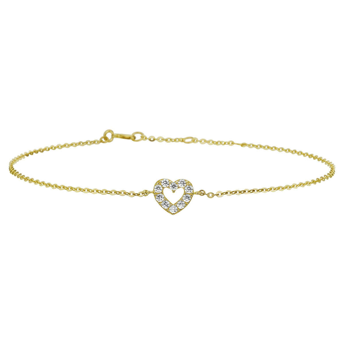 Fantasy Collection Armband hart zirkonia 16,5 - 17,5 - 18,5 cm 14K geelgoud