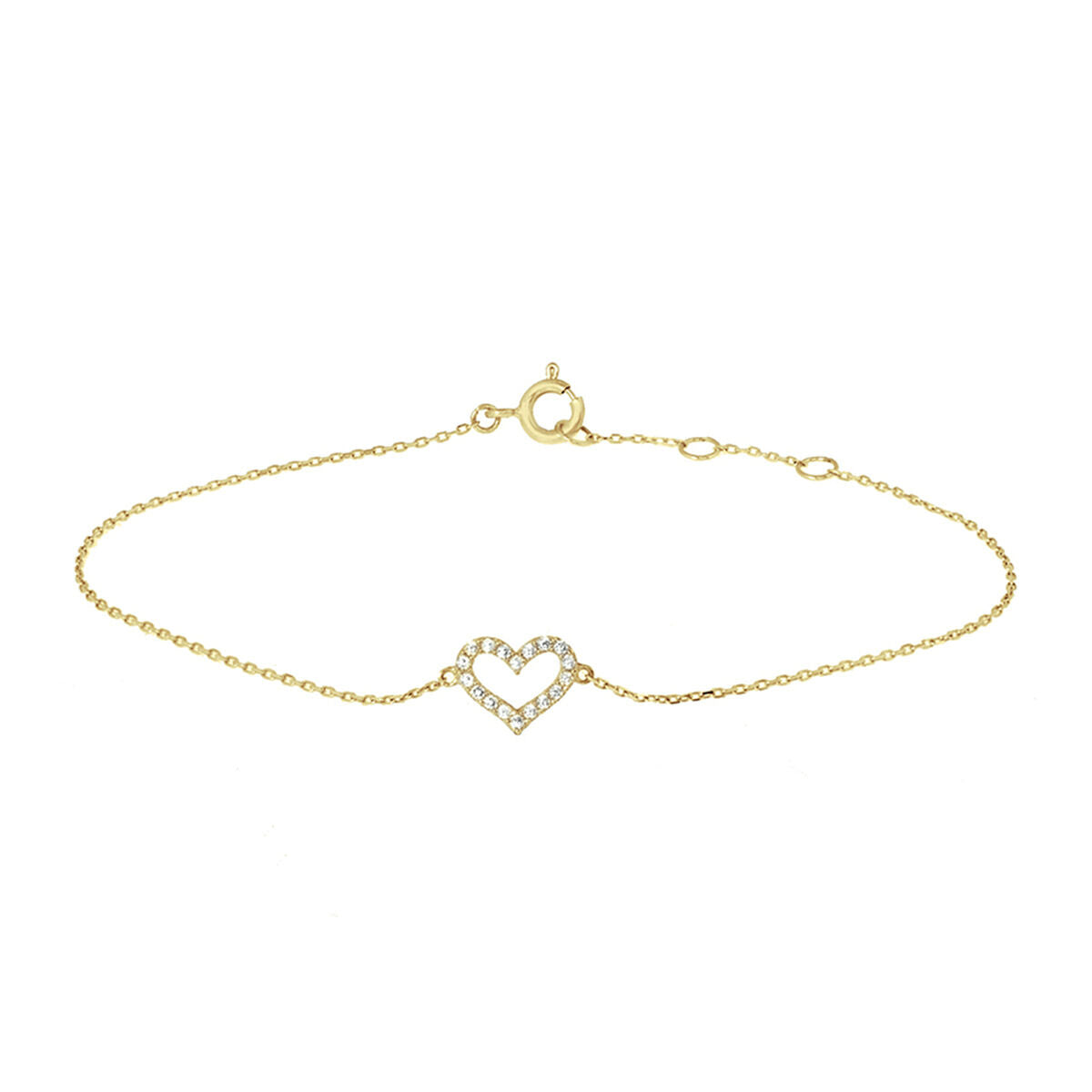 Fantasy Collection Armband hart zirkonia 16,5 - 17,5 - 18,5 cm 14K geelgoud
