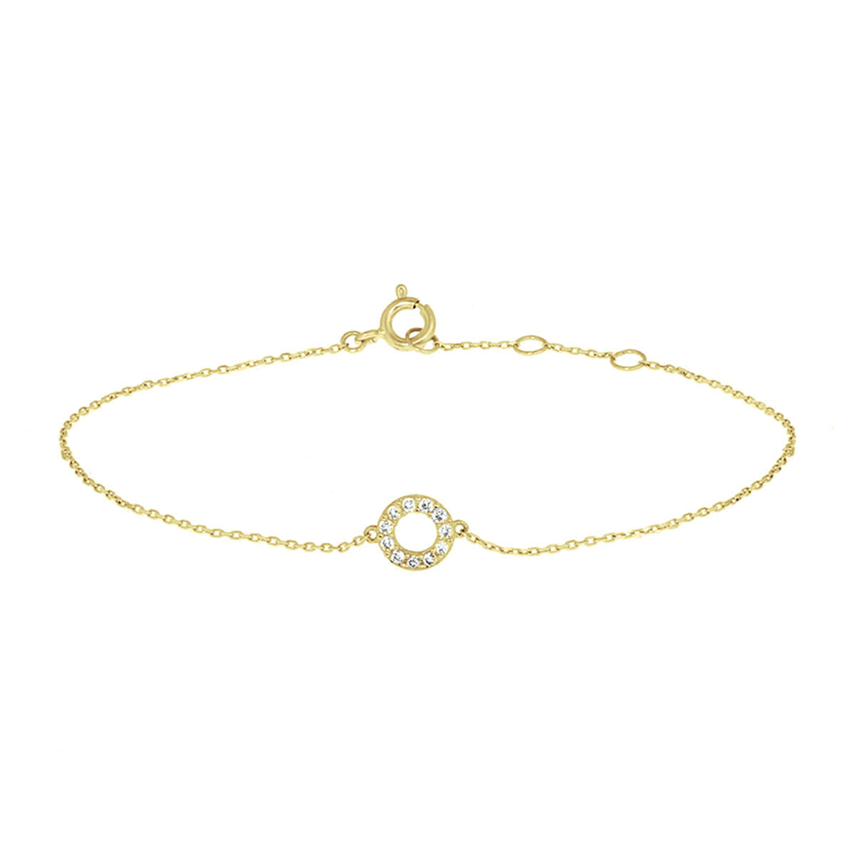Fantasy Collection Armband rondjes zirkonia 16,5 - 17,5 - 18,5 cm 14K geelgoud