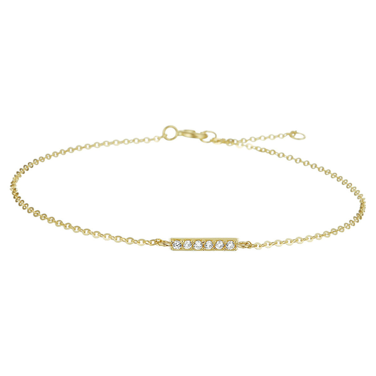 Fantasy Collection Armband balkje zirkonia 16,5 - 18,5 cm 14K geelgoud