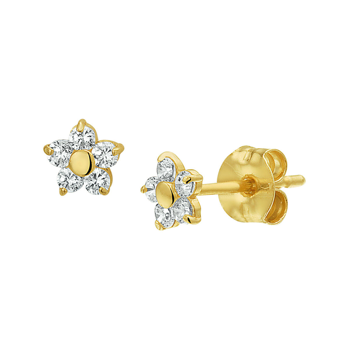 Fantasy Collection Oorbellen bloem zirkonia 4,5 mm 14K geelgoud