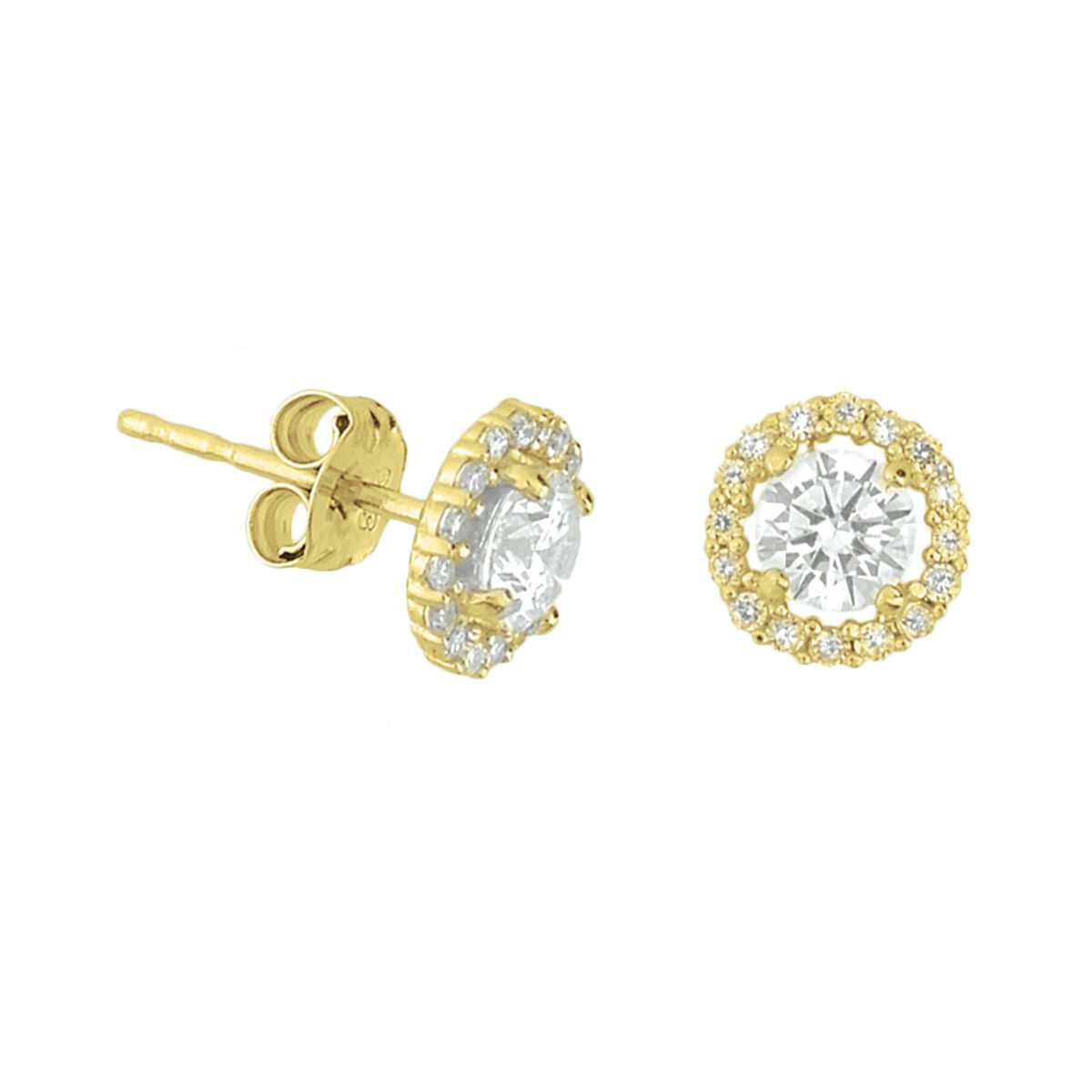 Fantasy Collection Oorbellen zirkonia halo 7 mm 14K geelgoud - PSN4018272