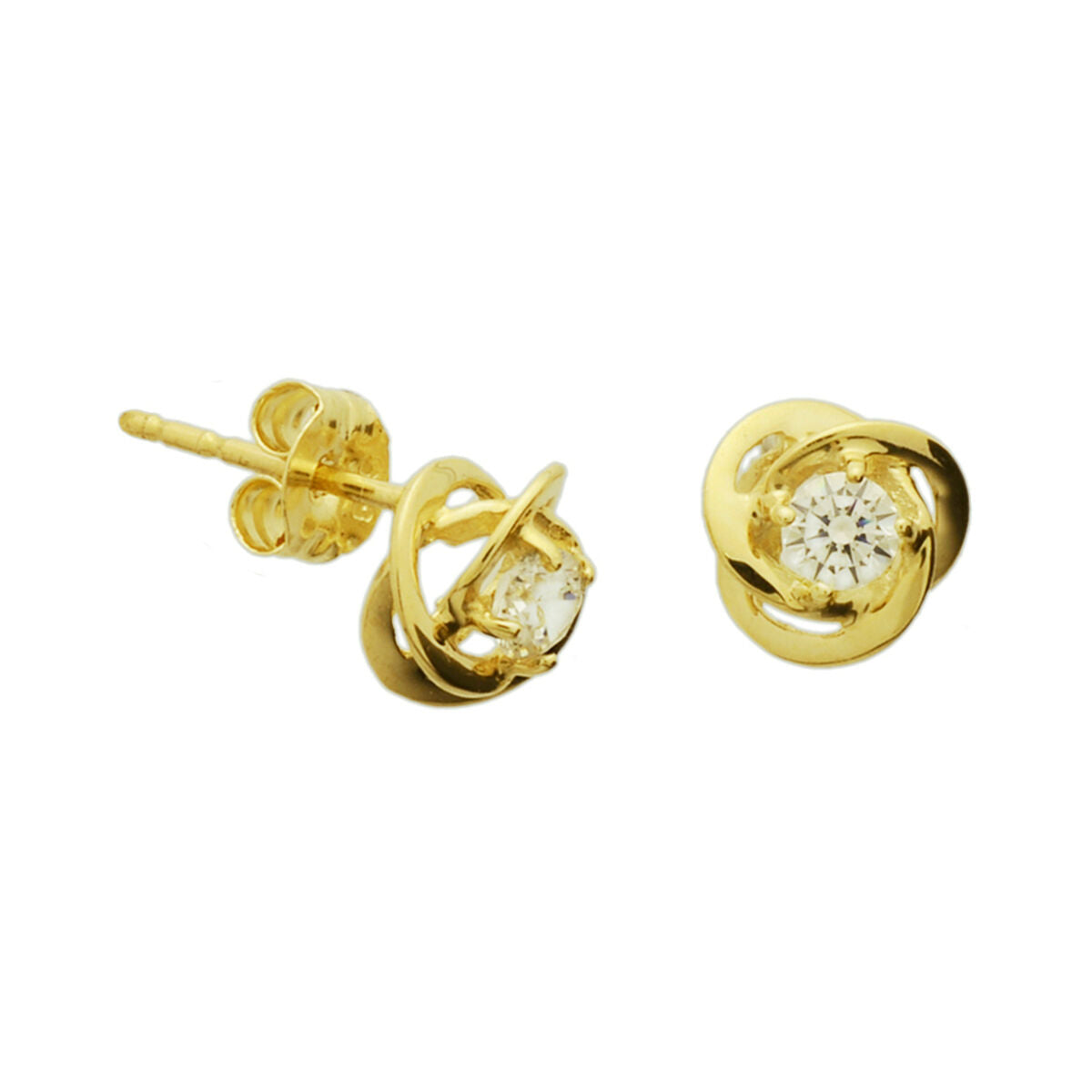 Fantasy Collection Oorbellen bloem zirkonia 14K geelgoud